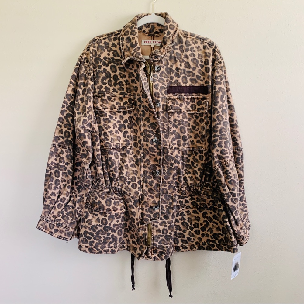 Free People Seize The Day Leopard Jacket Sz Large - Picture 4 of 9